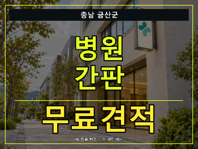 충남 금산군 병원 간판 무료견적 안내 썸네일 · AI 연출 배경