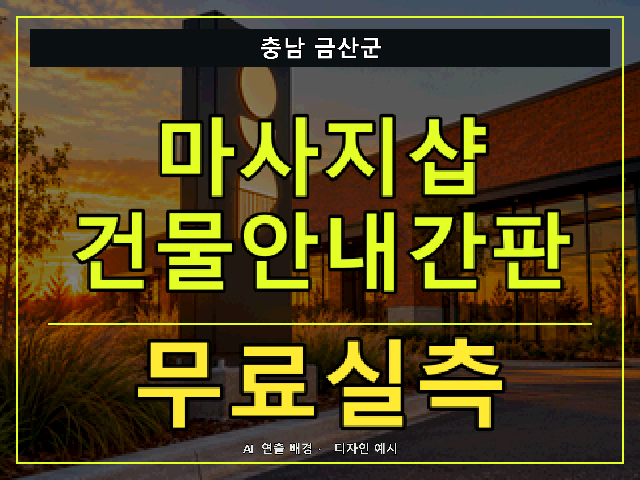 충남 금산군 마사지샵 건물안내간판 무료실측 안내 썸네일 · AI 연출 배경