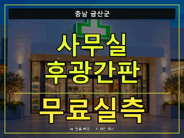충남 금산군 사무실 후광간판 무료실측 안내 썸네일 · AI 연출 배경
