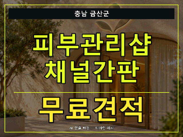 충남 금산군 피부관리샵 채널간판 무료견적 안내 썸네일 · AI 연출 배경