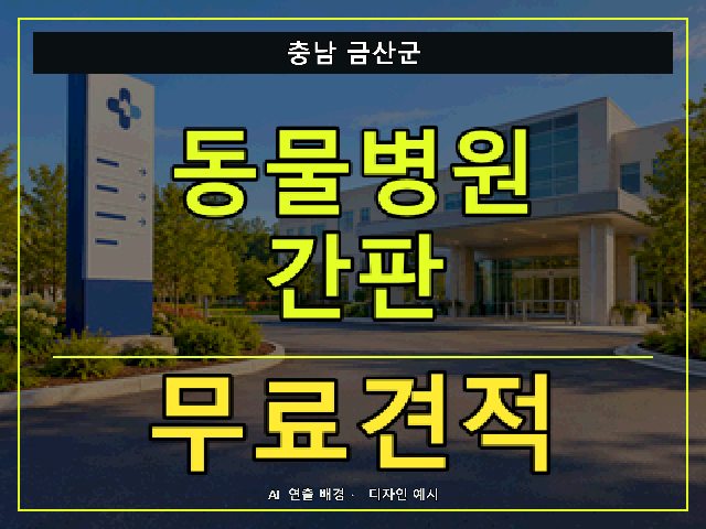 충남 금산군 동물병원 간판 무료견적 안내 썸네일 · AI 연출 배경