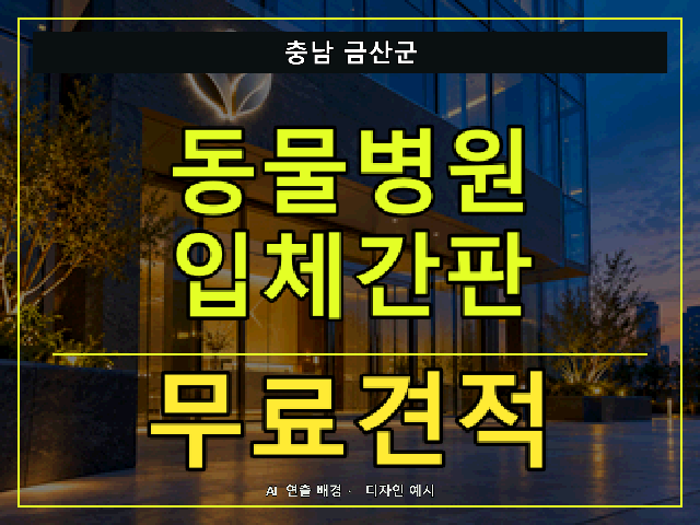 충남 금산군 동물병원 입체간판 무료견적 안내 썸네일 · AI 연출 배경