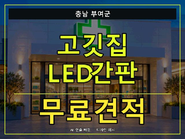충남 부여군 고깃집 LED간판 무료견적 안내 썸네일 · AI 연출 배경
