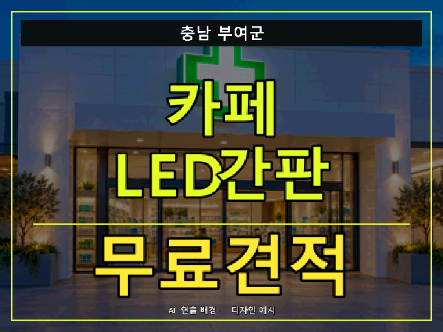 충남 부여군 카페 LED간판 무료견적 안내 썸네일 · AI 연출 배경