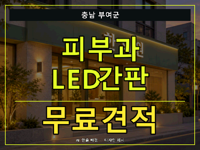 충남 부여군 피부과 LED간판 무료견적 안내 썸네일 · AI 연출 배경