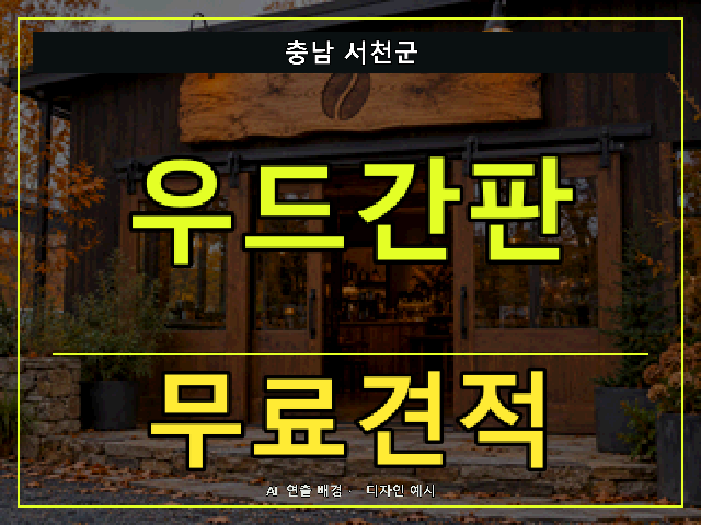 충남 서천군 우드간판 무료견적 안내 썸네일 · AI 연출 배경