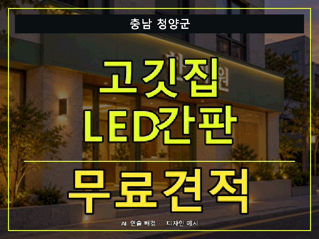 충남 청양군 고깃집 LED간판 무료견적 안내 썸네일 · AI 연출 배경