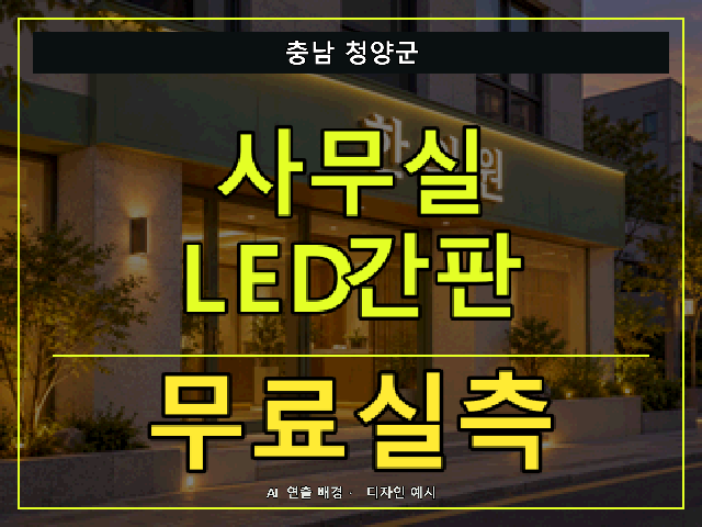충남 청양군 사무실 LED간판 무료실측 안내 썸네일 · AI 연출 배경