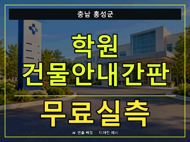 충남 홍성군 학원 건물안내간판 무료실측 안내 썸네일 · AI 연출 배경