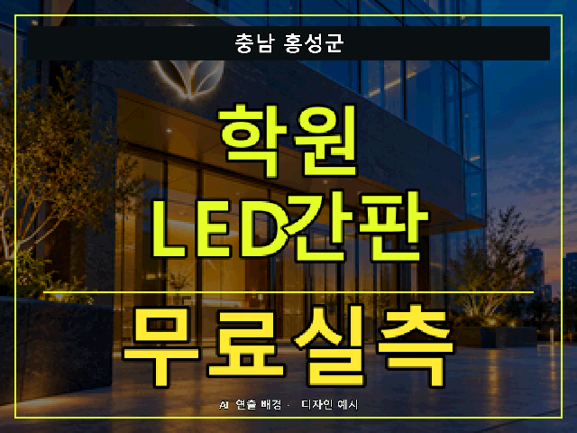충남 홍성군 학원 LED간판 무료실측 안내 썸네일 · AI 연출 배경