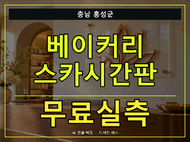 충남 홍성군 베이커리 스카시간판 무료실측 안내 썸네일 · AI 연출 배경
