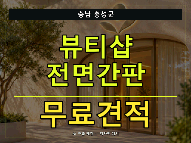 충남 홍성군 뷰티샵 전면간판 무료견적 안내 썸네일 · AI 연출 배경