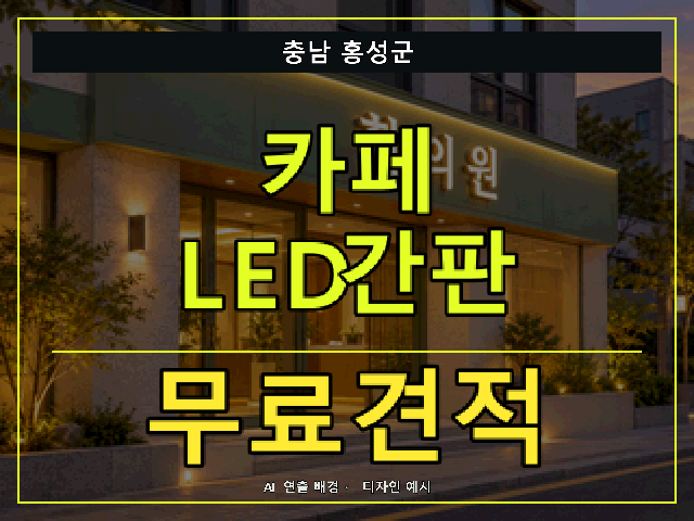 충남 홍성군 카페 LED간판 무료견적 안내 썸네일 · AI 연출 배경