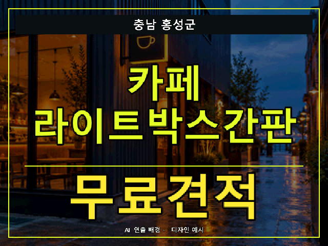 충남 홍성군 카페 라이트박스간판 무료견적 안내 썸네일 · AI 연출 배경