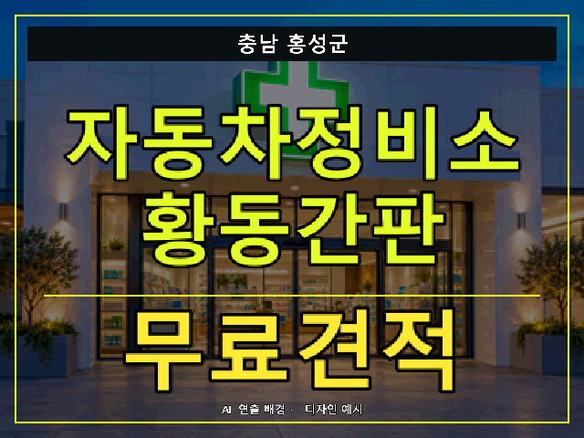 충남 홍성군 자동차정비소 황동간판 무료견적 안내 썸네일 · AI 연출 배경