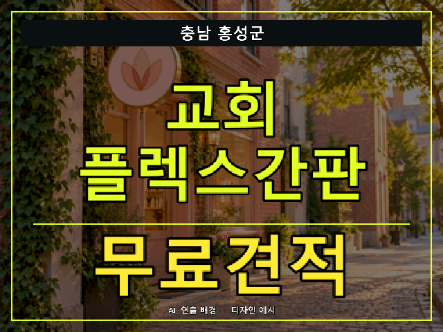 충남 홍성군 교회 플렉스간판 무료견적 안내 썸네일 · AI 연출 배경
