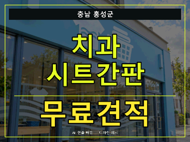 충남 홍성군 치과 시트간판 무료견적 안내 썸네일 · AI 연출 배경