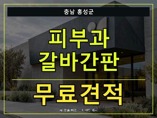 충남 홍성군 피부과 갈바간판 무료견적 안내 썸네일 · AI 연출 배경