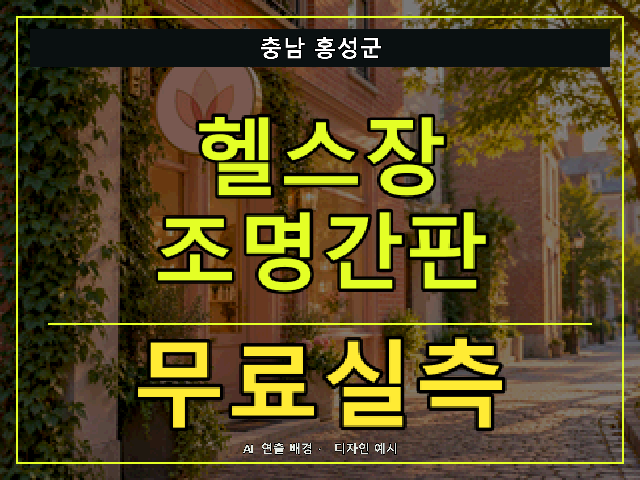 충남 홍성군 헬스장 조명간판 무료실측 안내 썸네일 · AI 연출 배경