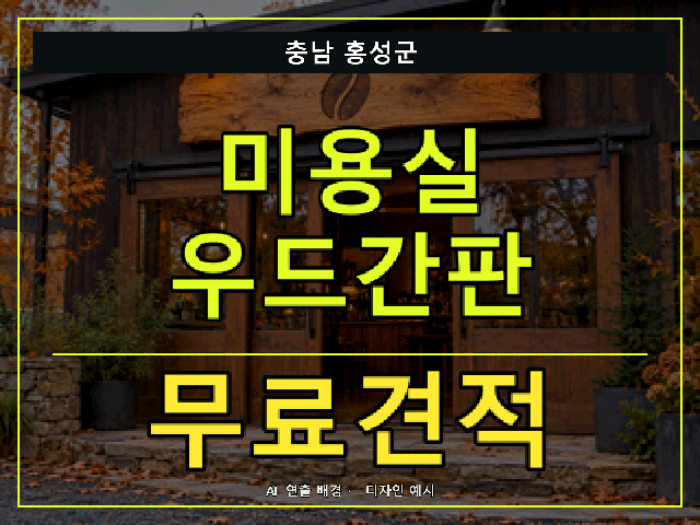 충남 홍성군 미용실 우드간판 무료견적 안내 썸네일 · AI 연출 배경