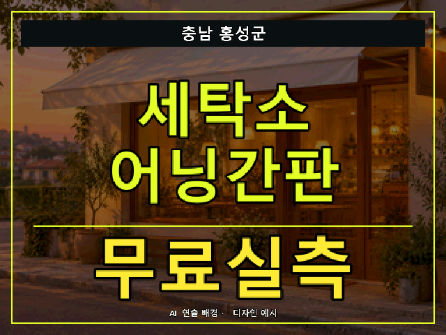 충남 홍성군 세탁소 어닝간판 무료실측 안내 썸네일 · AI 연출 배경