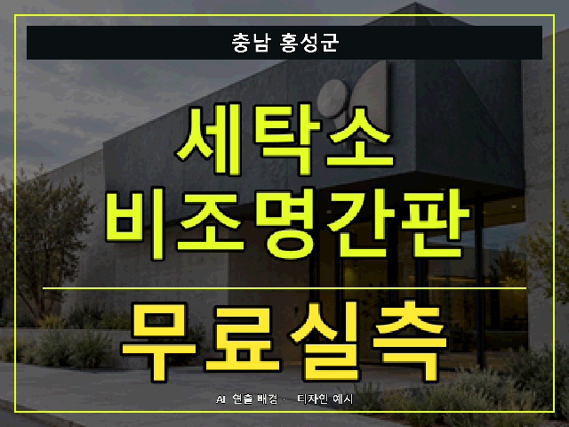 충남 홍성군 세탁소 비조명간판 무료실측 안내 썸네일 · AI 연출 배경