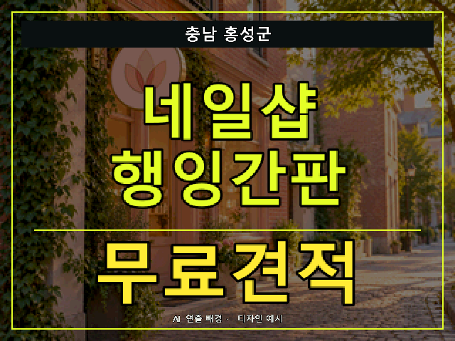 충남 홍성군 네일샵 행잉간판 무료견적 안내 썸네일 · AI 연출 배경
