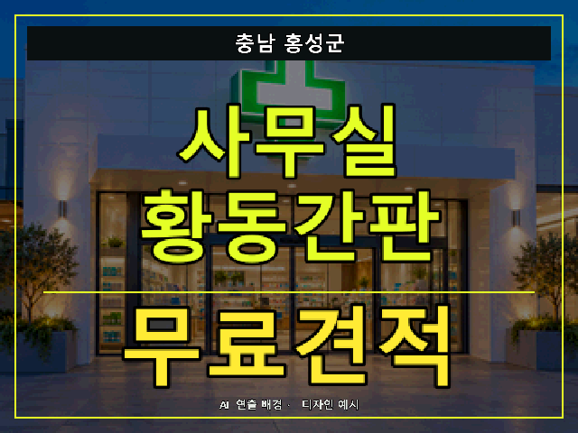 충남 홍성군 사무실 황동간판 무료견적 안내 썸네일 · AI 연출 배경