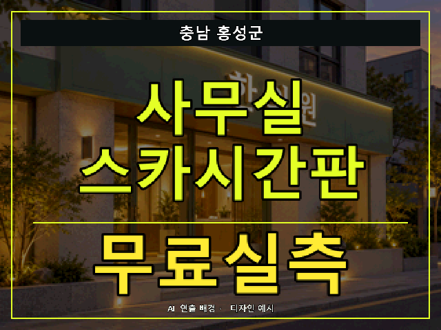 충남 홍성군 사무실 스카시간판 무료실측 안내 썸네일 · AI 연출 배경