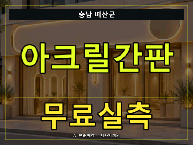 충남 예산군 아크릴간판 무료실측 안내 썸네일 · AI 연출 배경