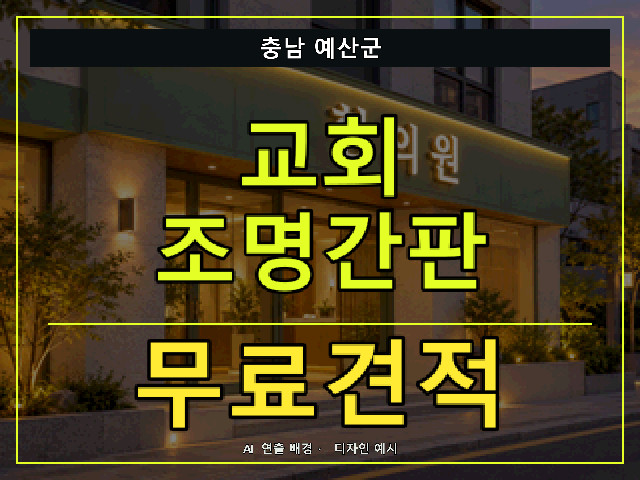 충남 예산군 교회 조명간판 무료견적 안내 썸네일 · AI 연출 배경