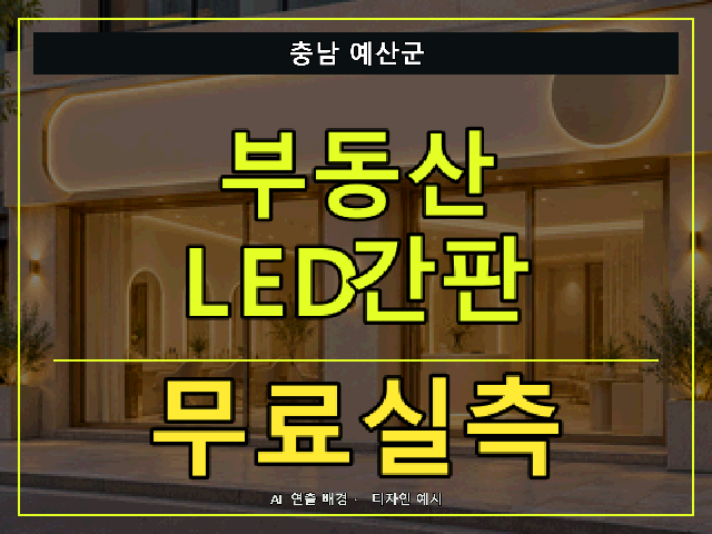 충남 예산군 부동산 LED간판 무료실측 안내 썸네일 · AI 연출 배경