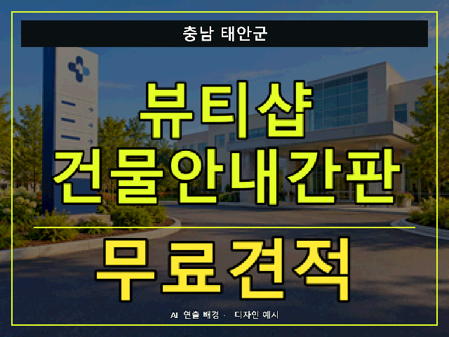 충남 태안군 뷰티샵 건물안내간판 무료견적 안내 썸네일 · AI 연출 배경