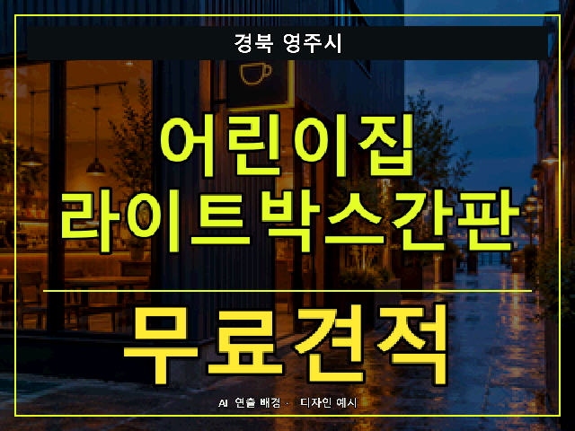 경북 영주시 어린이집 라이트박스간판 무료견적 안내 썸네일 · AI 연출 배경