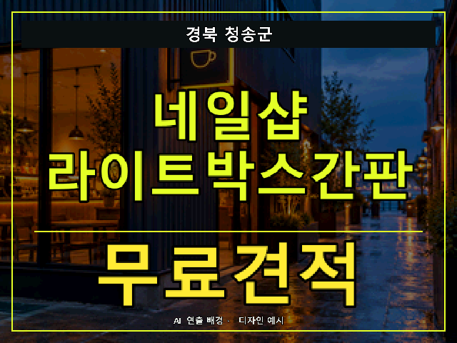경북 청송군 네일샵 라이트박스간판 무료견적 안내 썸네일 · AI 연출 배경