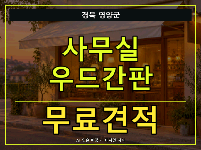 경북 영양군 사무실 우드간판 무료견적 안내 썸네일 · AI 연출 배경