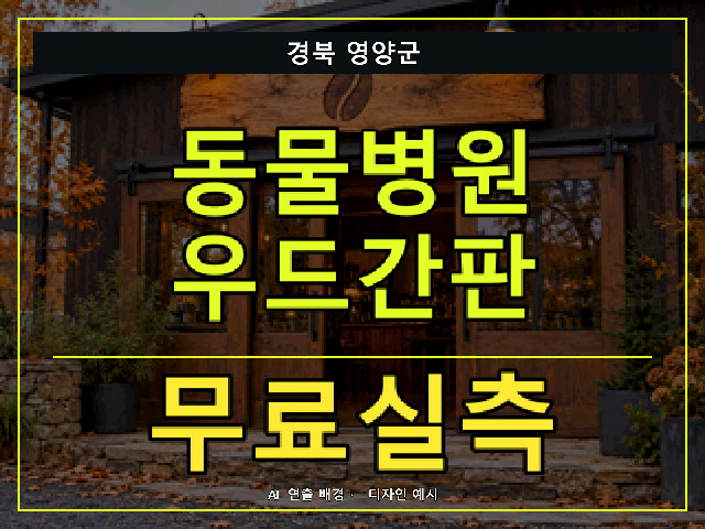 경북 영양군 동물병원 우드간판 무료실측 안내 썸네일 · AI 연출 배경
