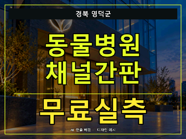 경북 영덕군 동물병원 채널간판 무료실측 안내 썸네일 · AI 연출 배경