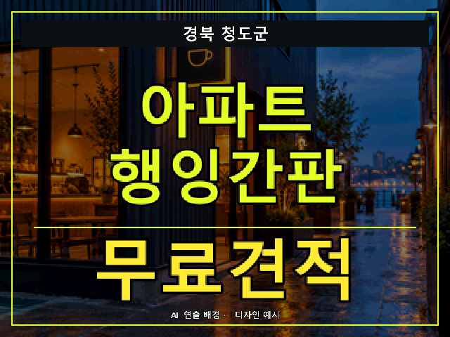 경북 청도군 아파트 행잉간판 무료견적 안내 썸네일 · AI 연출 배경