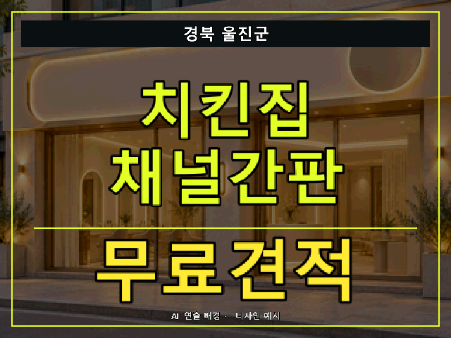 경북 울진군 치킨집 채널간판 무료견적 안내 썸네일 · AI 연출 배경