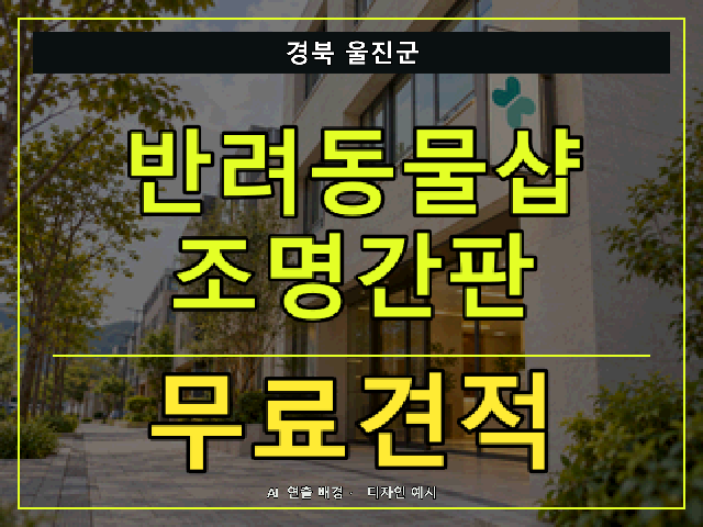 경북 울진군 반려동물샵 조명간판 무료견적 안내 썸네일 · AI 연출 배경