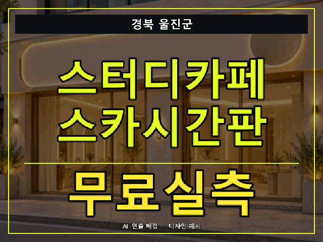 경북 울진군 스터디카페 스카시간판 무료실측 안내 썸네일 · AI 연출 배경