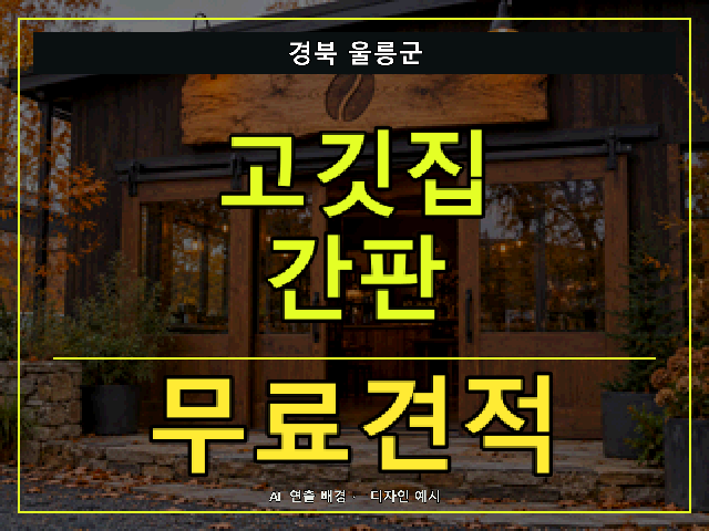 경북 울릉군 고깃집 간판 무료견적 안내 썸네일 · AI 연출 배경