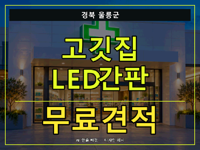 경북 울릉군 고깃집 LED간판 무료견적 안내 썸네일 · AI 연출 배경