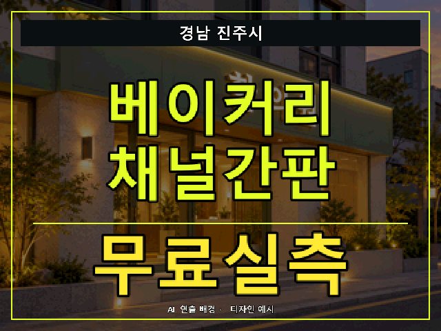 경남 진주시 베이커리 채널간판 무료실측 안내 썸네일 · AI 연출 배경