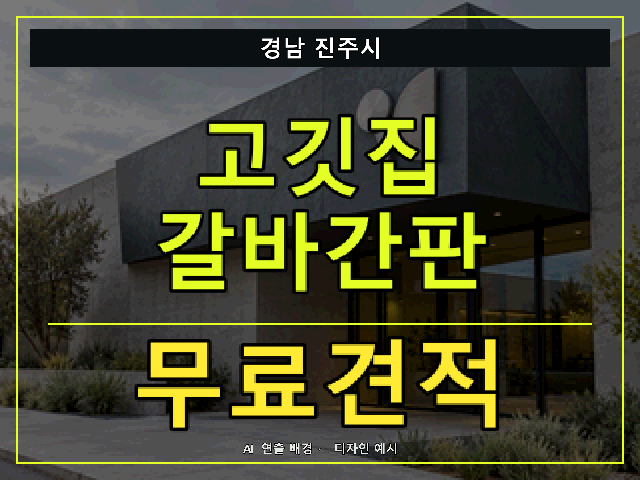 경남 진주시 고깃집 갈바간판 무료견적 안내 썸네일 · AI 연출 배경