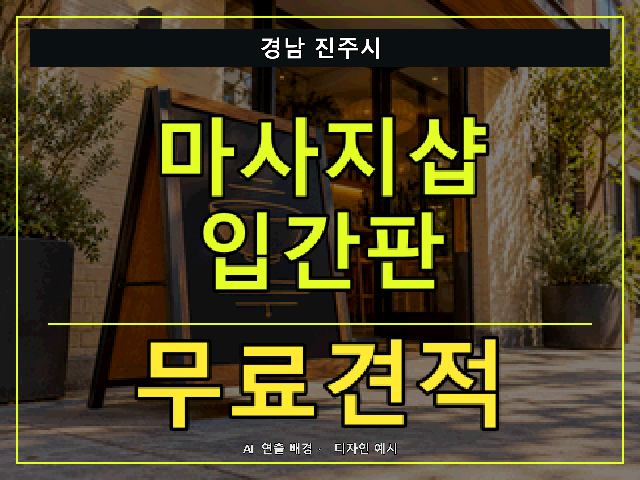 경남 진주시 마사지샵 입간판 무료견적 안내 썸네일 · AI 연출 배경