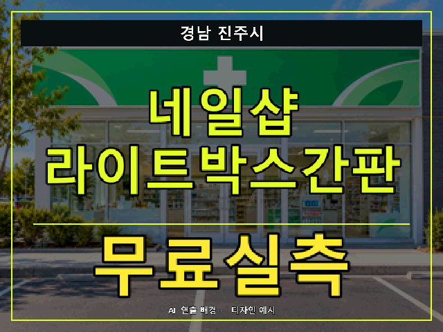 경남 진주시 네일샵 라이트박스간판 무료실측 안내 썸네일 · AI 연출 배경
