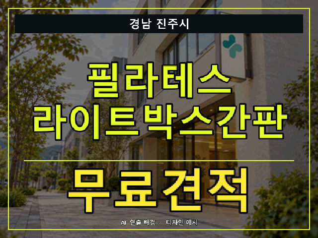 경남 진주시 필라테스 라이트박스간판 무료견적 안내 썸네일 · AI 연출 배경