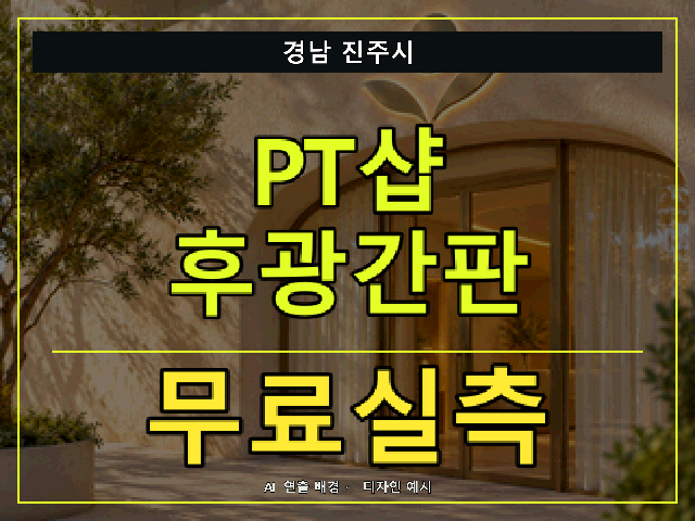 경남 진주시 PT샵 후광간판 무료실측 안내 썸네일 · AI 연출 배경